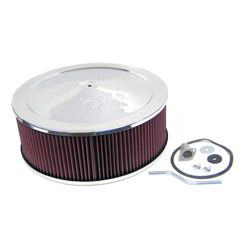 K&N Ensemble de filtre à air rond - bride de 130mm, diamètre de 356mm, hauteur de 133mm (60-1420)