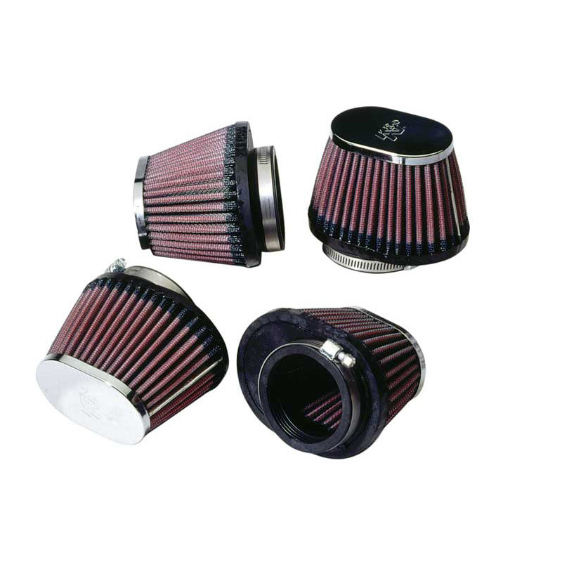 Filtre à air ovale/conique universel K&N bride décalée 54mm, base 102mm, sommet 76mm, hauteur 70mm (4 pièces) (RC-0984)