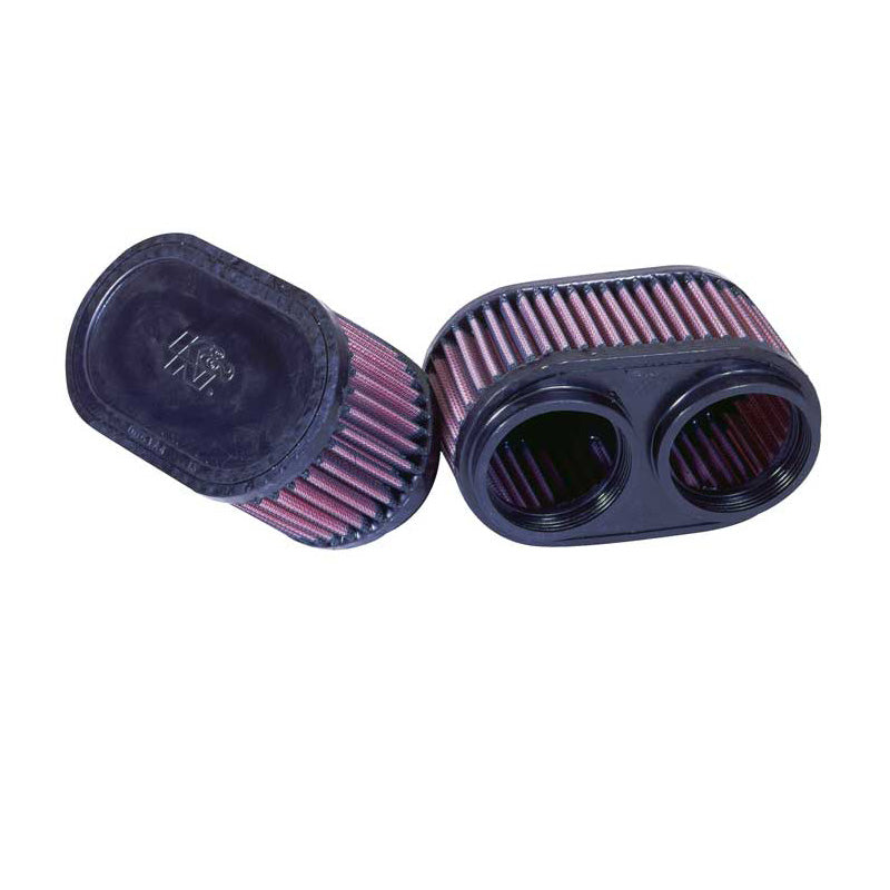 K&N Filtre à air universel ovale bride double de 60mm, 159mm x 95mm, hauteur 76mm (lot de 2) (RU-2922)