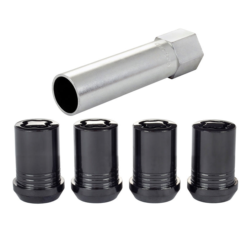 McGard, Écrous antivol de roue HEX/Tuner M12x1.50 - Noir - Conique - longueur 21mm - Lot de 4 pièces + clé