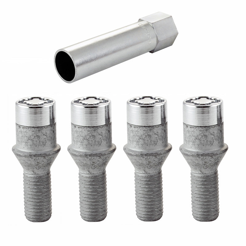 McGard, HEX Wheel Lock Bolts - M12x1.50 - Tapered - 29,5mm (17mm head) - Set of 4 pcs. + key