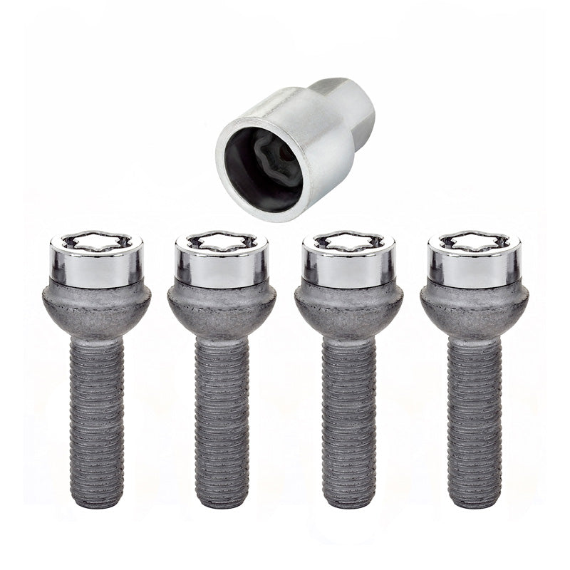 McGard, Wheel Lock Bolts M12x1.50 - Round Conical R12 - Length 39.9mm (17mm head) - Set of 4 + Key