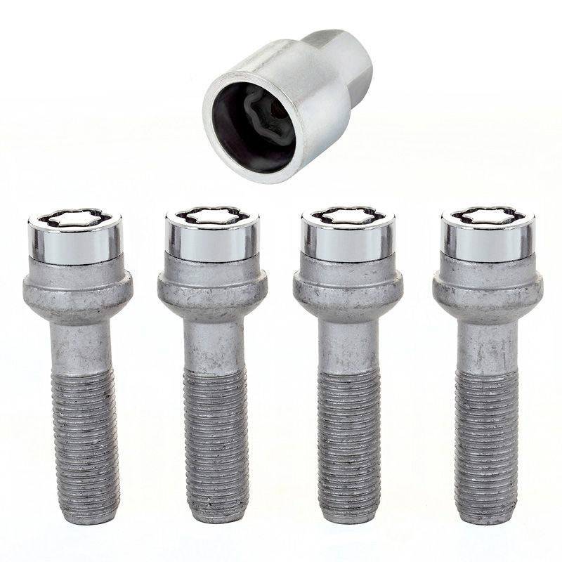 McGard, Wheel Lock Bolts M14x1.50 - Round Conical R12 - Length 34,5mm (17mm head) - Set of 4 pcs. + key
