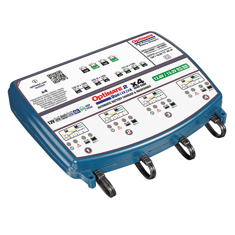 OptiMate, Batterioplader, 12V/12,8V, 2 Amp, DUO x 4 BANK