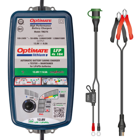 OptiMate, Batterioplader, Lithium 4s 10-Amp, passer til 12.8V/13.2V LiFePO4/LFP batterier