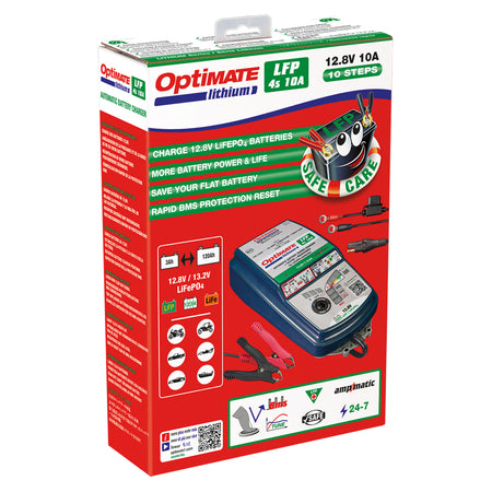 OptiMate, Batterioplader, Lithium 4s 10-Amp, passer til 12.8V/13.2V LiFePO4/LFP batterier