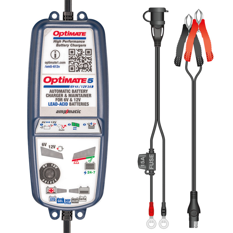 OptiMate, Batterioplader, 6V 4A / 12V 3A Battery Saving charger-tester-maintainer