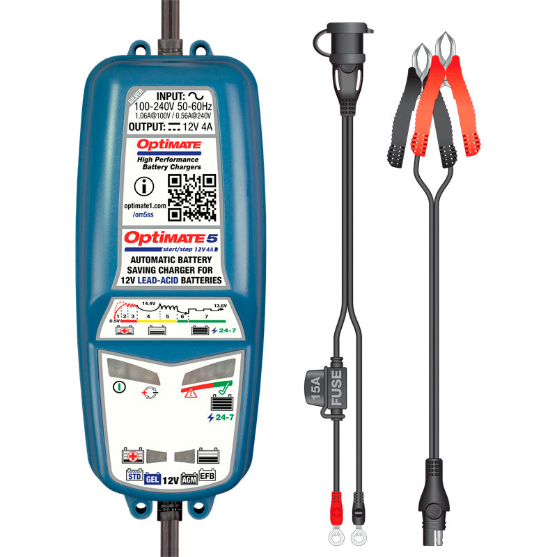 OptiMate, chargeur de batterie, OptiMate 5 Start Stop, 12V/4.0A, 7 étapes, solution de charge et d’entretien de batterie