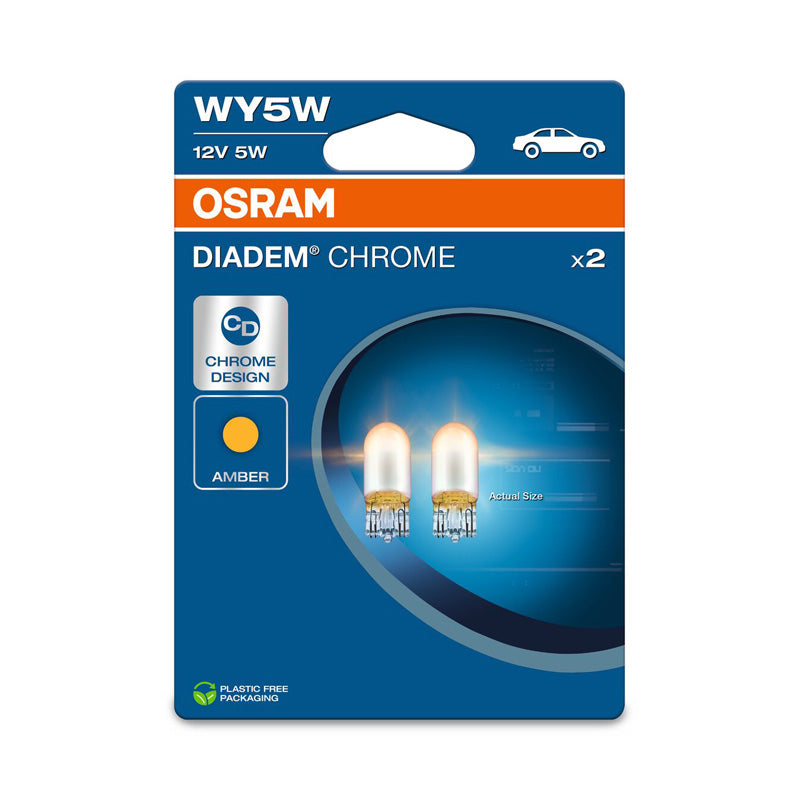 Osram, Lampes halogènes Diadem Chrome - T10 - 12V/5W - Lot de 2 pcs - Amber
