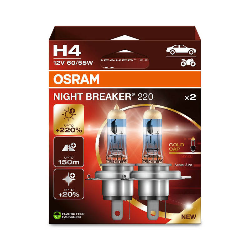 Osram, Ampoules halogènes Night Breaker 220 - H4 - 12V/60-55W - Lot de 2 pcs.