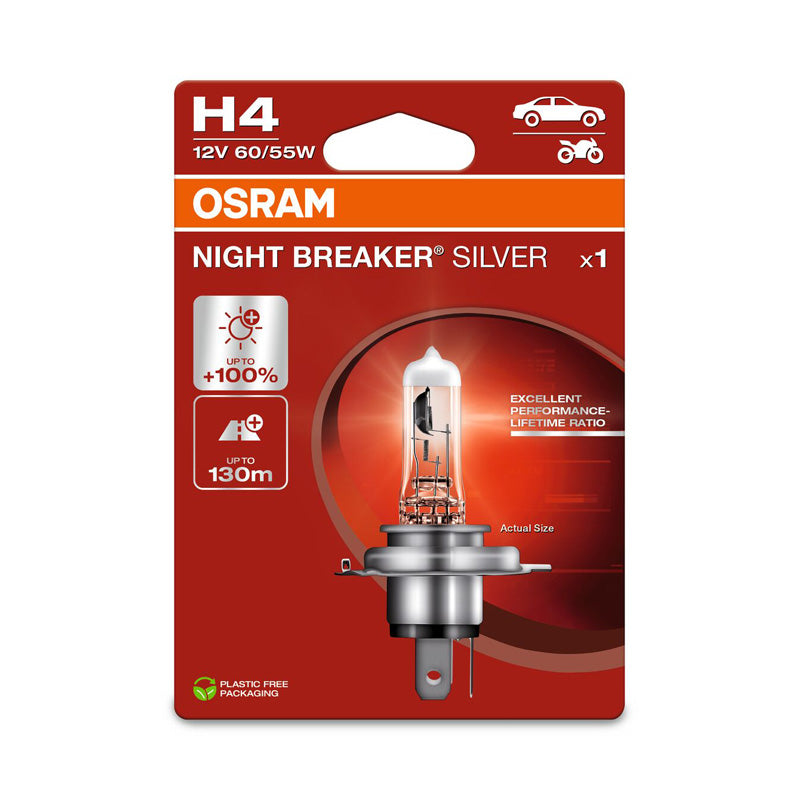 Osram, Ampoule halogène Night Breaker Silver - H4 - 12V/60-55W - Pièce unique