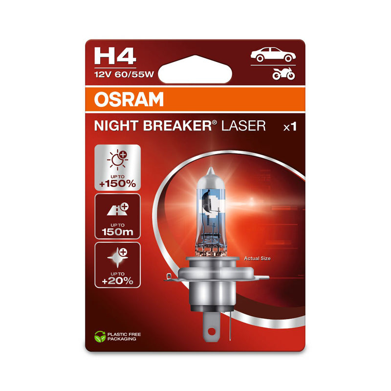 Osram, Ampoule halogène Night Breaker Laser H4 - 12V/60-55W - Pièce unique
