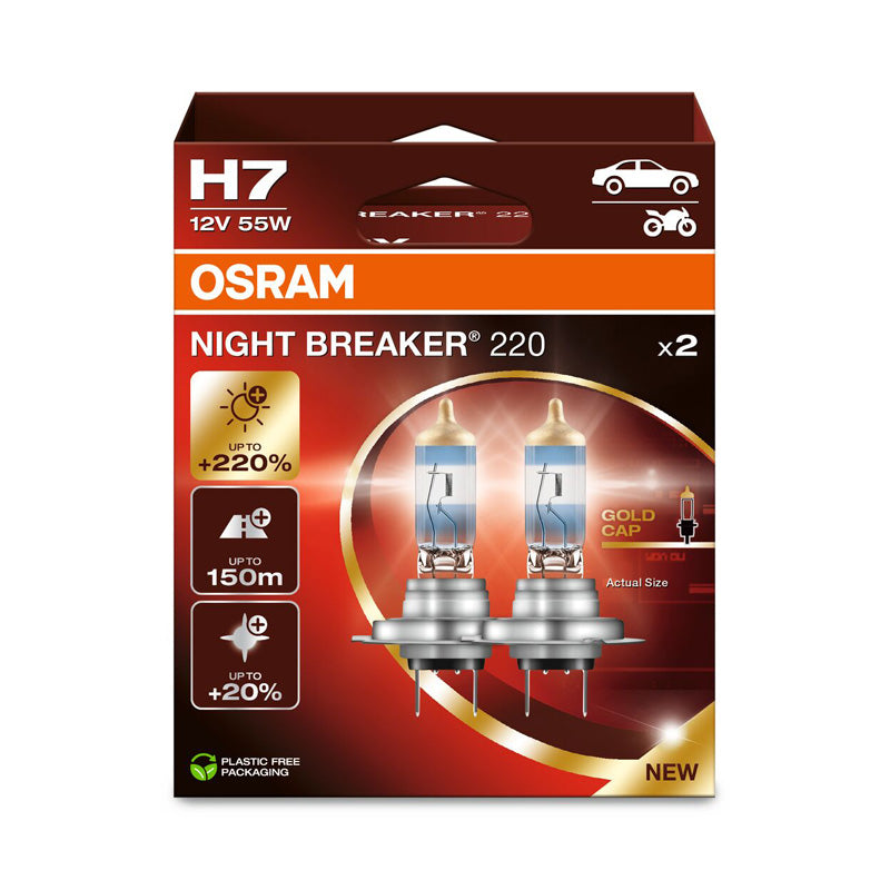 Osram, ampoules halogènes Night Breaker 220 - H7 - 12V/55W - 2 pièces.