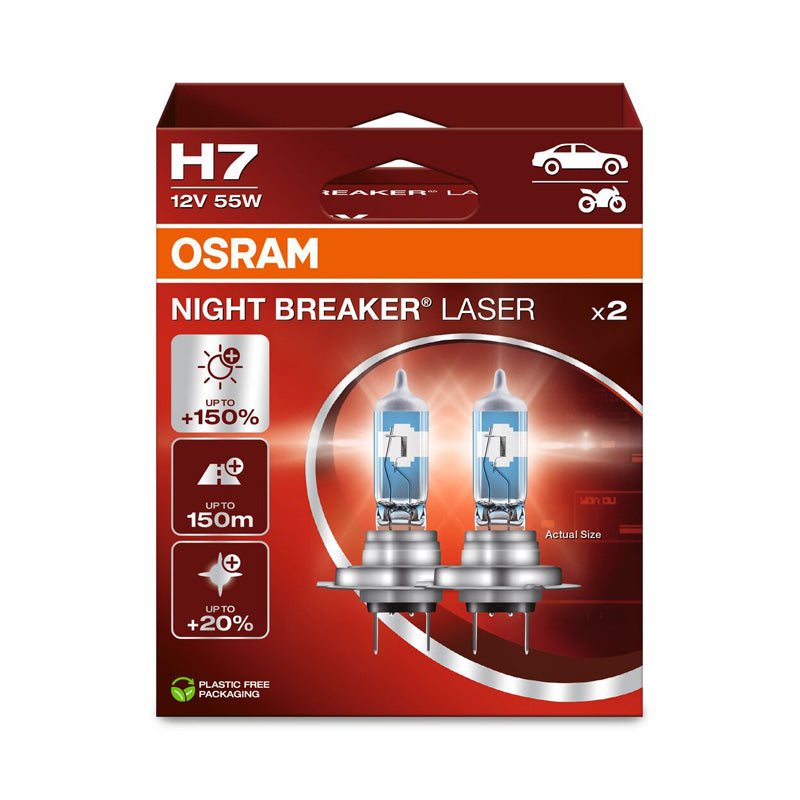 Osram, Night Breaker Laser halogeenlampen - H7 - 12V/55W - set van 2 stuks