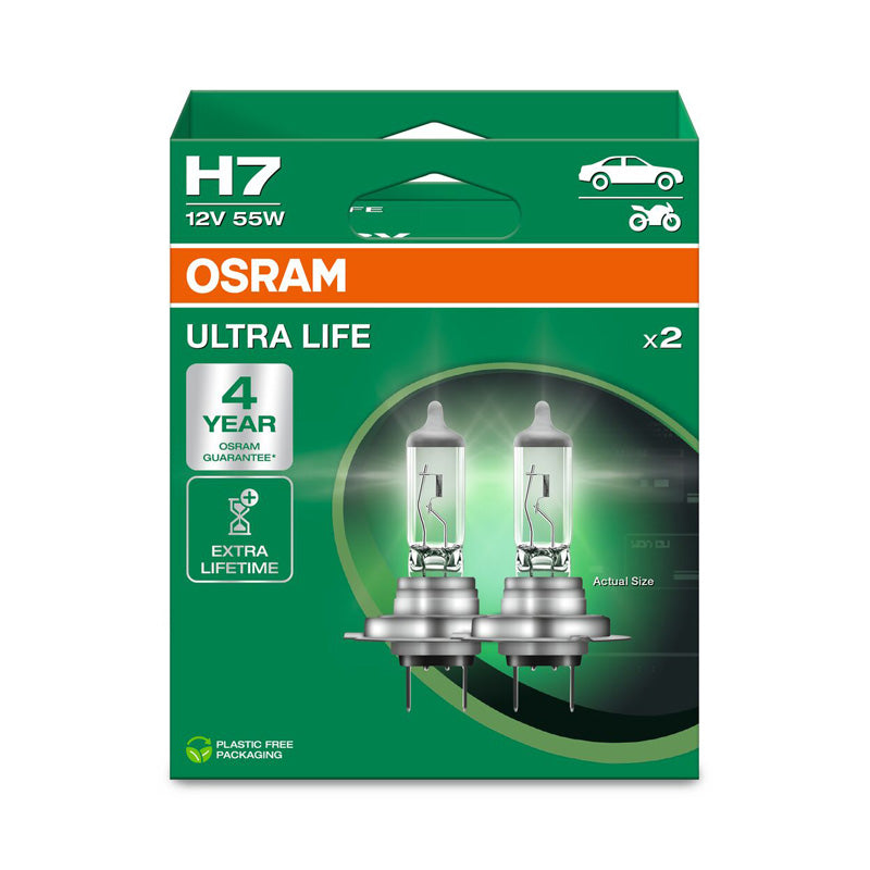 Osram, Ampoules halogènes Ultra Life - H7 - 12V/55W - Lot de 2 pcs.