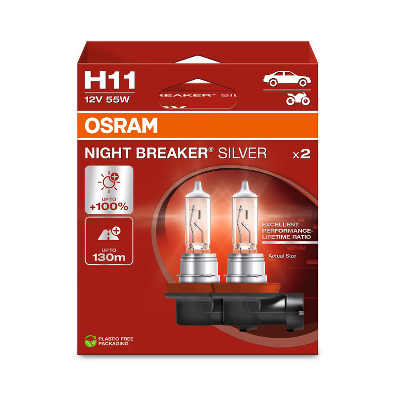 Osram, Night Breaker Silver halogen bulbs - H11 - 12V/55W - Set of 2 pcs.