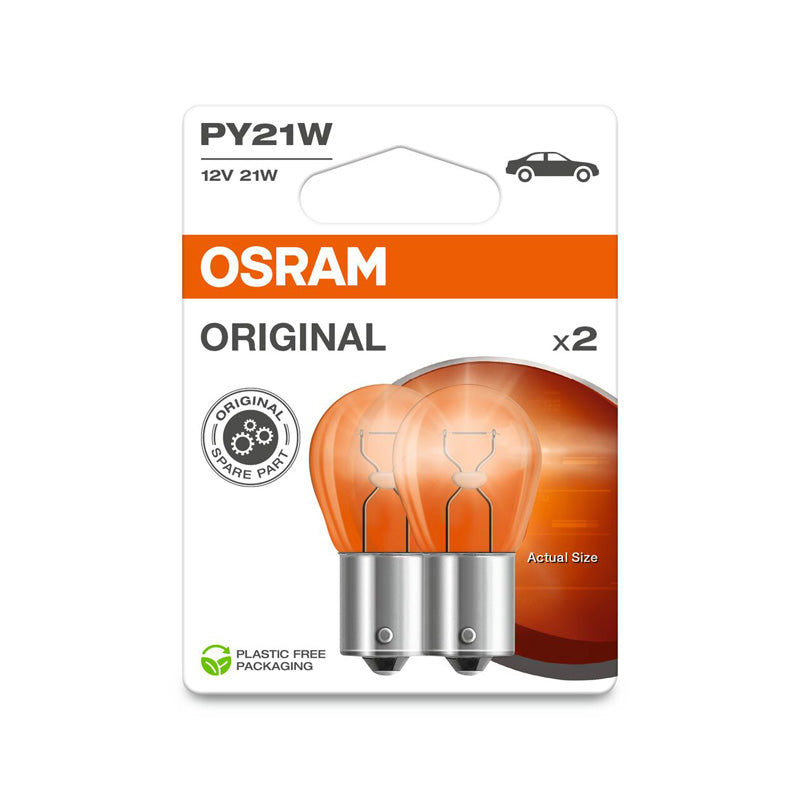 Osram, Ampoules halogènes Original - BAU15S - 12V/21W - Lot de 2 - Orange