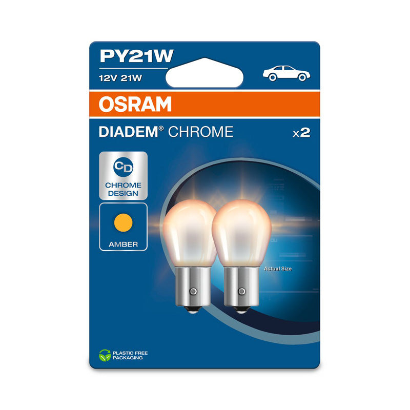 Osram, Diadem chroom halogeenlampen - BAU15S - 12V/21W - set van 2 - oranje