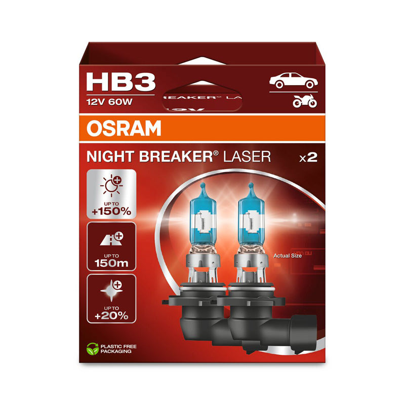 Osram, ampoules halogènes Night Breaker Laser - HB3 (9005) - 12V/60W - 2 pièces