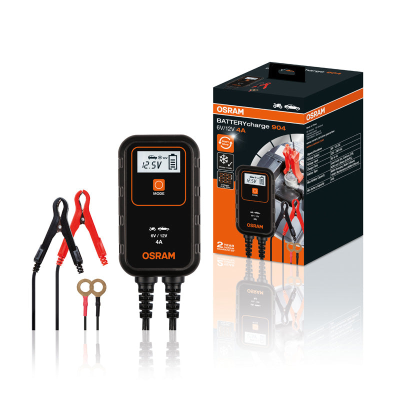 Osram, Smart Batterijlader 904 - 6V/12V - 4A met Digitaal Display