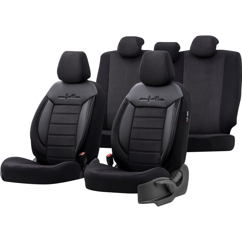 otoM, Universal Seat Cover Set 'Comfortline' - Black - 11 Pieces - Side Airbag Compatible