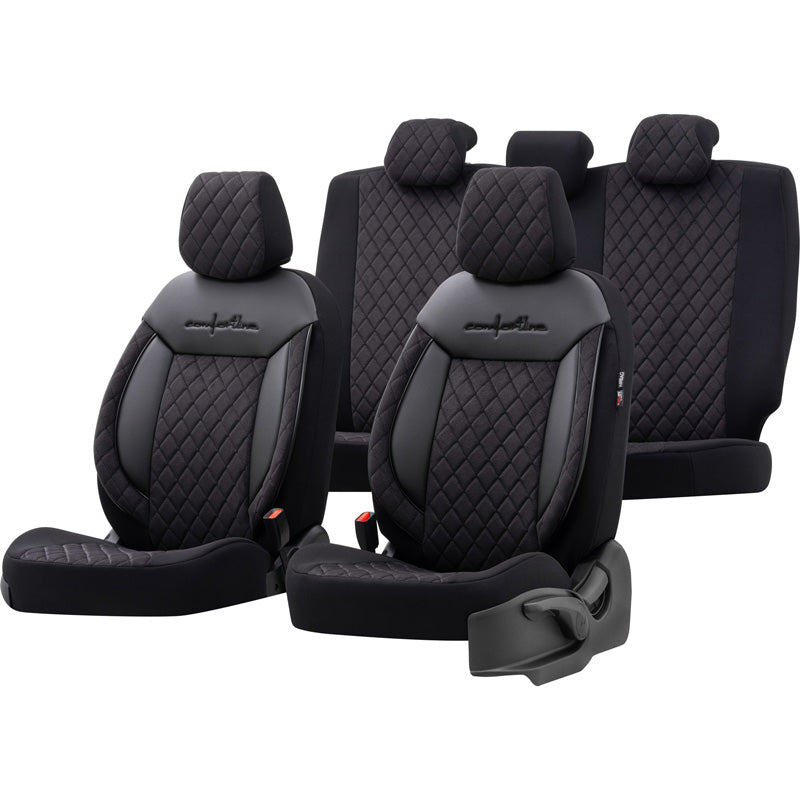 otoM, Universal Seat Cover Set 'Comfortline VIP' - Black - 11 Pieces - Side Airbag Compatible
