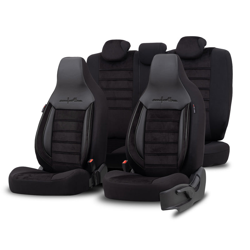 otoM, Universal Seat Cover 'CityBug' - Comfort Line - Black/Grey - 9 Pieces - Side Airbag Compatible