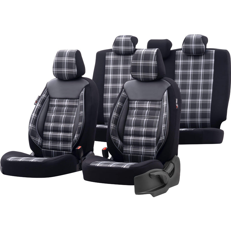 otoM, Universal Seat Cover 'Sports' - Black/Grey - 11 Pieces - Side Airbag Compatible