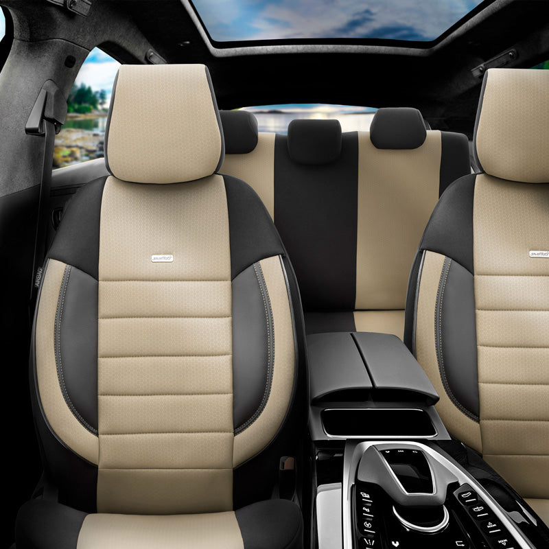 otoM, Sædeovertræk, Sort/Beige 'SelectedFit Pro', 11 styk, egnet til Side-Airbags