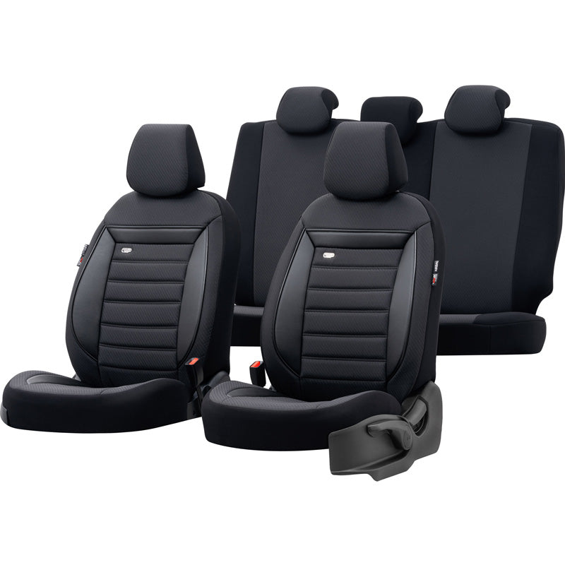 otoM, Universal Seat Covers 'Prestige' - Black/Grey - 11 Pieces - Airbag Compatible