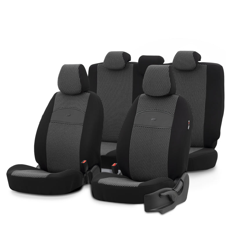 otoM, Seat covers, 'SelectedFit Smart' Black, 11-piece, fits Side-Airbags