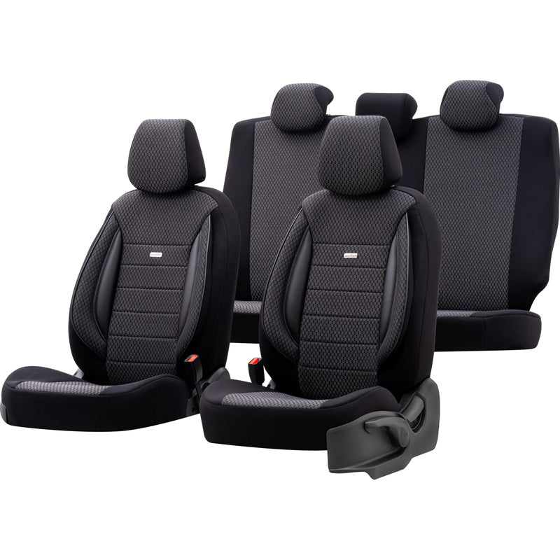 otoM, Universal Seat Cover Set 'SelectedFit Sports' - Black - 11 Pieces - Side Airbag Compatible