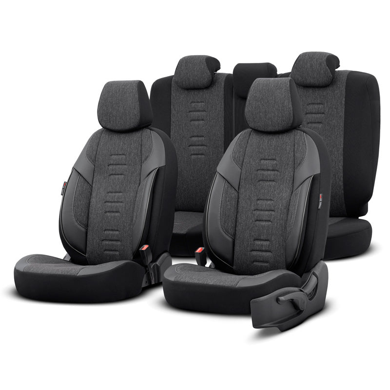 otoM, Universal Seat Cover 'Throne' - Black/Gray - 11 pieces - Side-Airbag Compatible