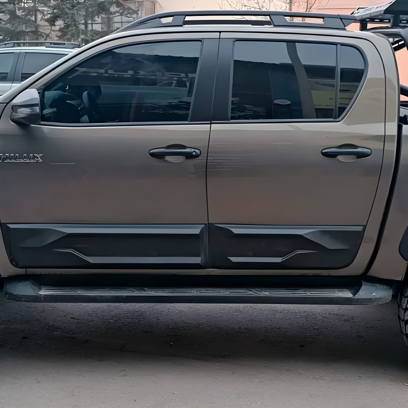 OneWay, Protection de carrosserie, plastique ABS, Noir mat, Compatible avec Toyota Hilux 8. génération (2015-), kit 4 pièces