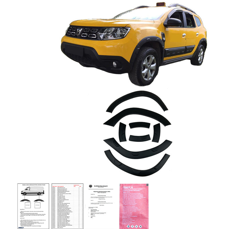 OneWay, complete bodykit, mat zwart, past op Dacia Duster II (2018-2024), 12-delige set