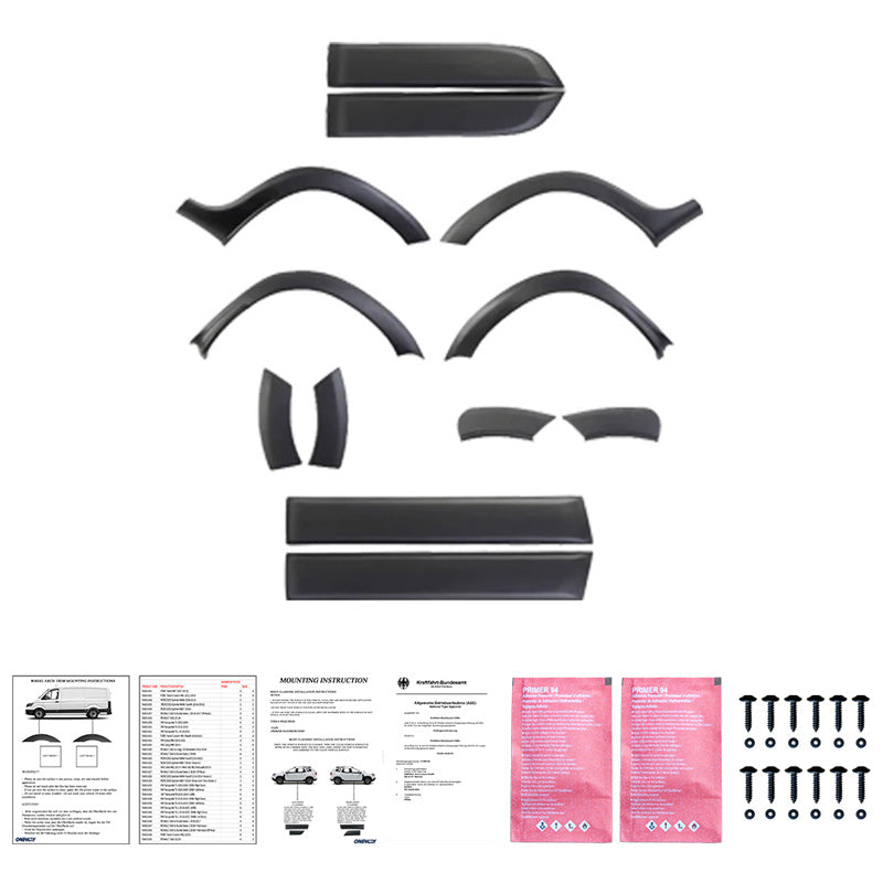 OneWay, Complete carrosseriekit, Mat zwart, Geschikt voor Dacia Duster I (2010-2017), 12-delige set