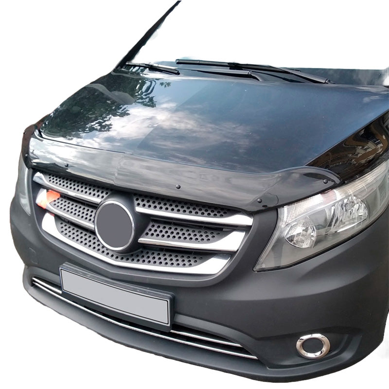 OneWay, Déflecteur de capot, Noir brillant, Compatible avec Mercedes Vito W447 (2014-), "Protection élégante"