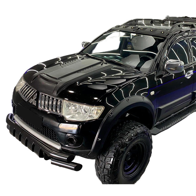 OneWay, Écope de capot, Noir mat, Compatible avec Mitsubishi L200 Triton 4 (2007-2014)