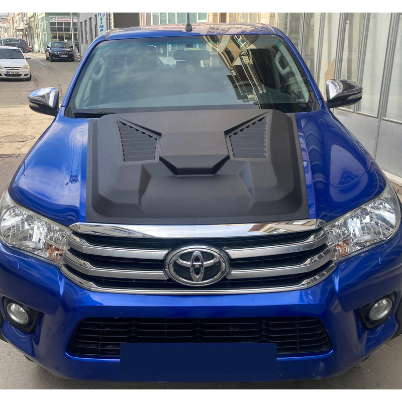 OneWay, Écope de capot, Noir mat, Compatible avec Toyota Hilux 8. generation (2015-2020), Version 2