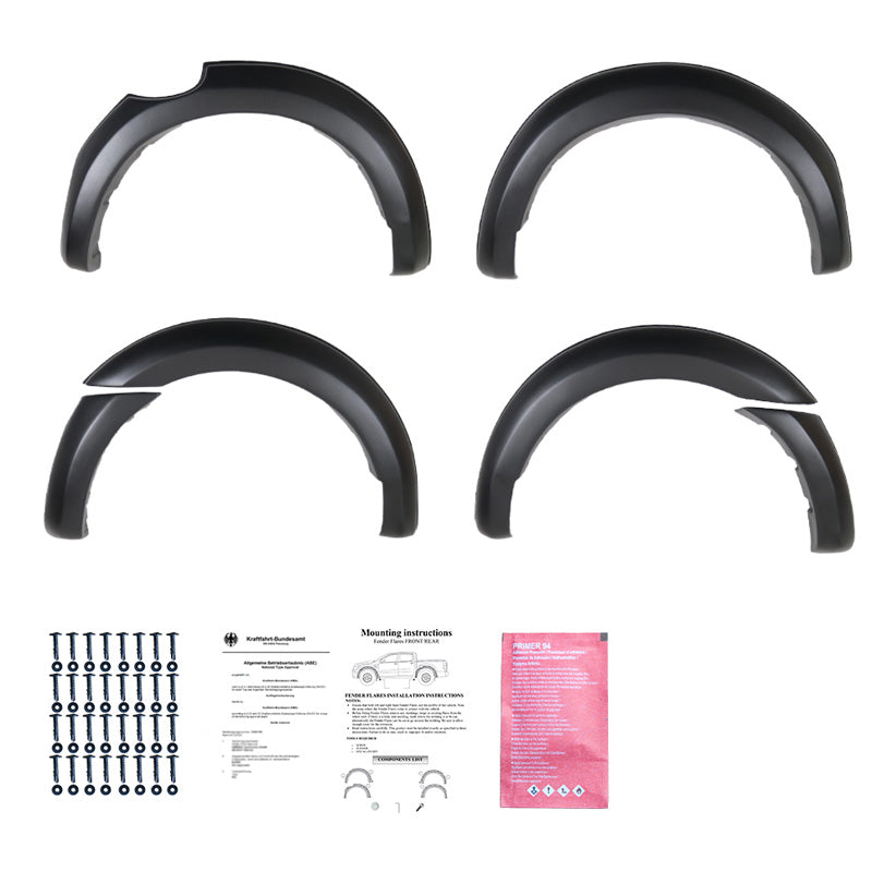 OneWay, spatbordverbreders set, matzwart, geschikt voor Ford Ranger T6/T7/T8 (2012-2022) – 6 delen