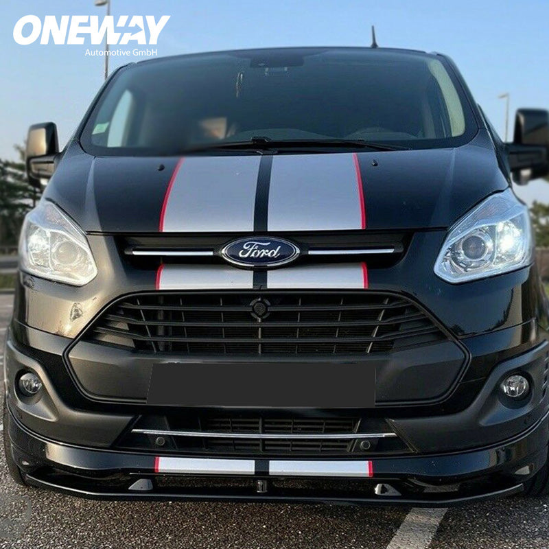 OneWay, frontspoiler, hoogglans zwart, past op Ford Transit Custom MK1 Sportline (2012-2023)