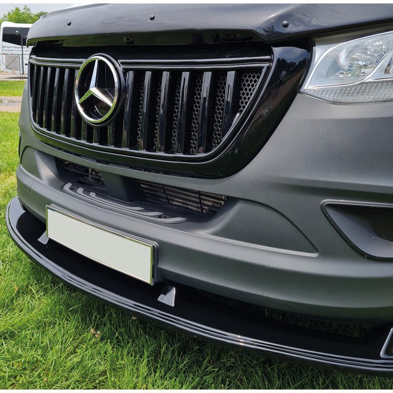 OneWay, Front spoiler, Glossy black, Fits Mercedes Sprinter W907 (2018-), 'Sporty Design'