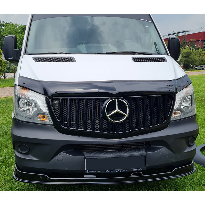 OneWay, Front spoiler, Glossy black, Fits Mercedes Sprinter W906 Facelift (2014-2018)