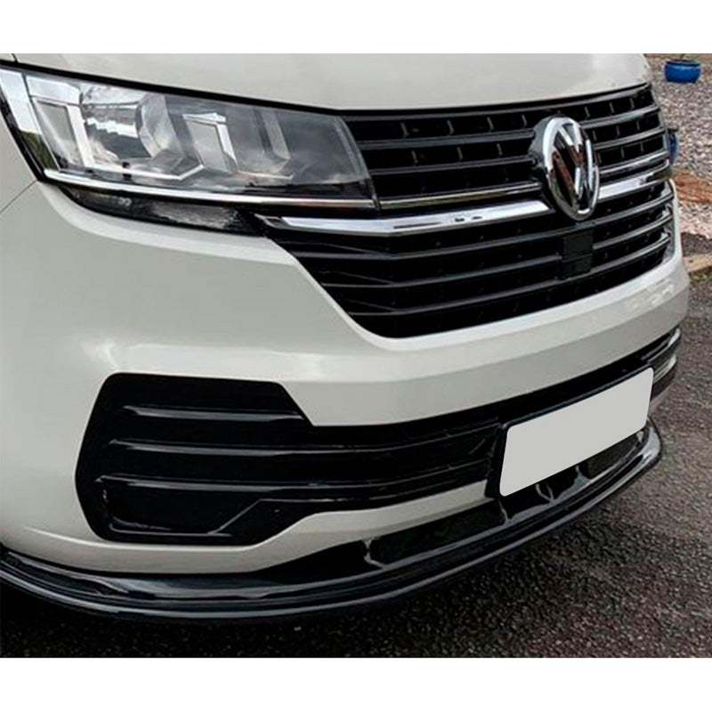 OneWay, spoiler avant, noir brillant, compatible avec Volkswagen Transporter T6.1 (2020-2022)