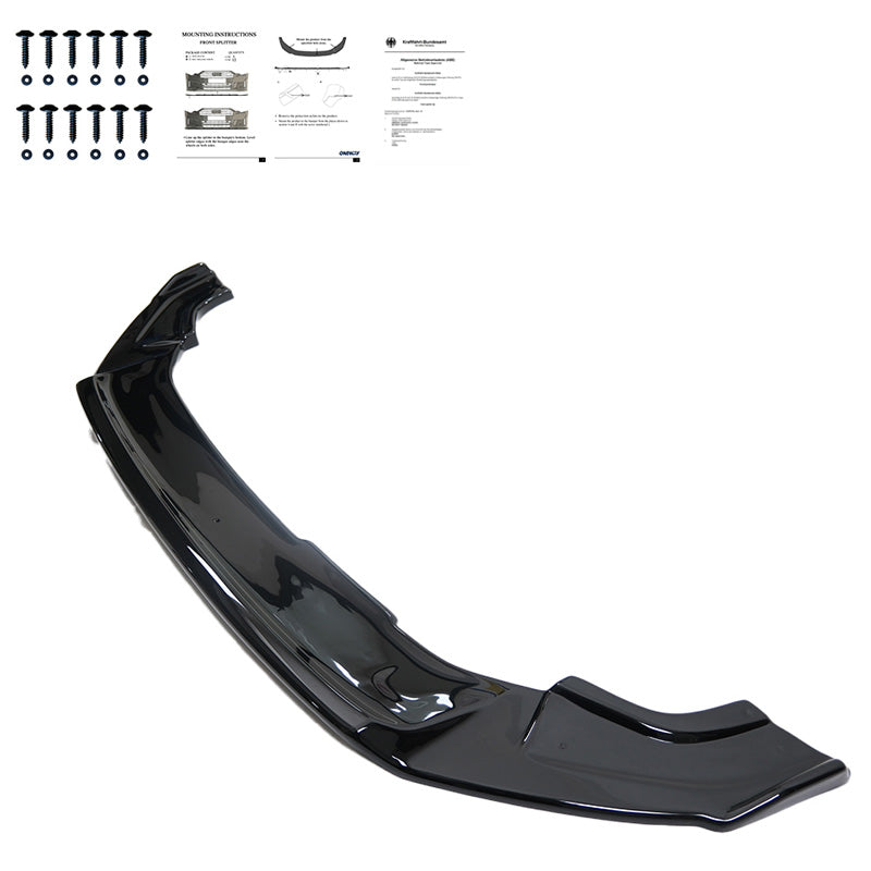 OneWay, spoiler avant, noir brillant, compatible avec Volkswagen Golf VII (7.5) HB/Variant R 2017-2020, Version 2