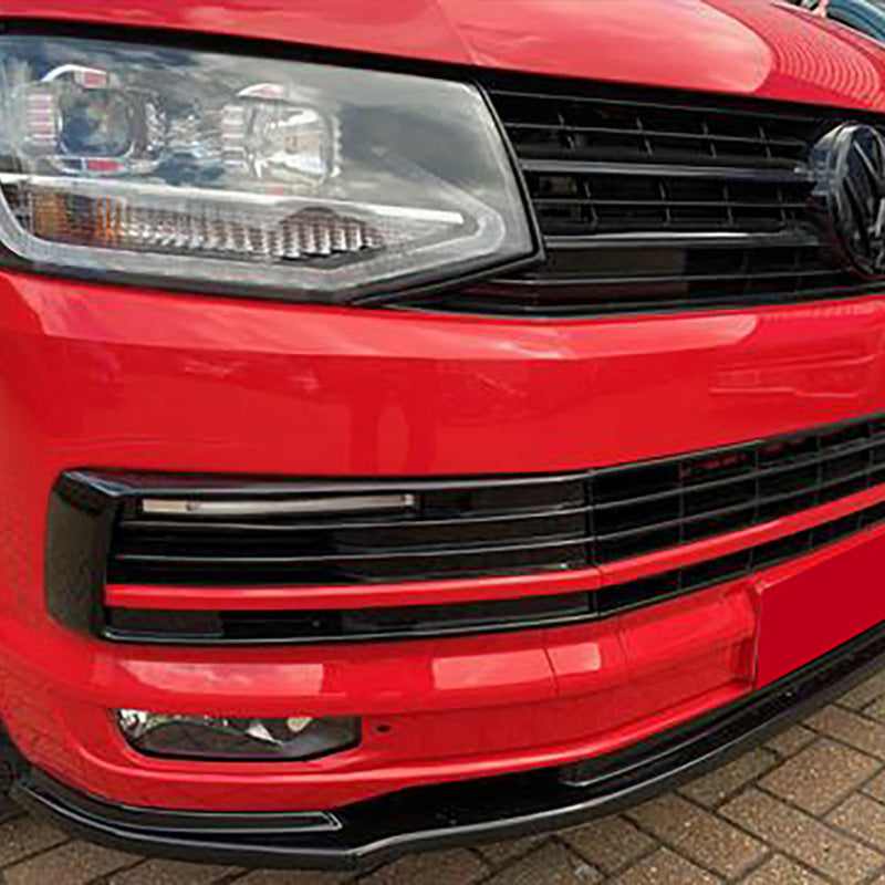 OneWay, Front spoiler, Glossy black, Fits Volkswagen Transporter T6 (2015-2019), Version 2