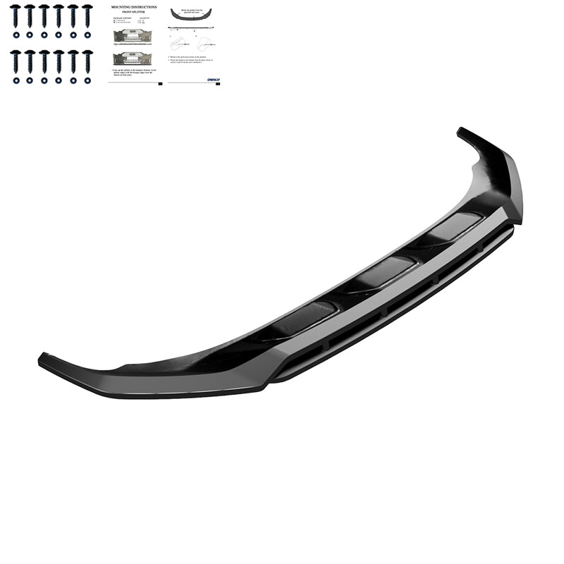 OneWay, Frontspoiler, Glanszwart, Geschikt voor Audi Q7 S-Line MK2 Facelift 2019-, ABS kunststof