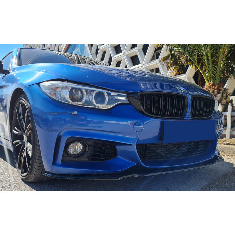 OneWay, Front spoiler, Glossy black, Fits BMW 4-Series F32/F33/F36 M-Pack (2013-2019), Version 2