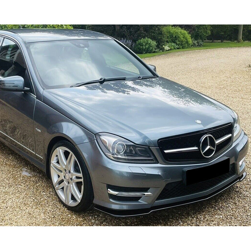 OneWay, Front spoiler, Glossy black, Fits Mercedes C-Class W204 AMG-Line Facelift 2011-2014