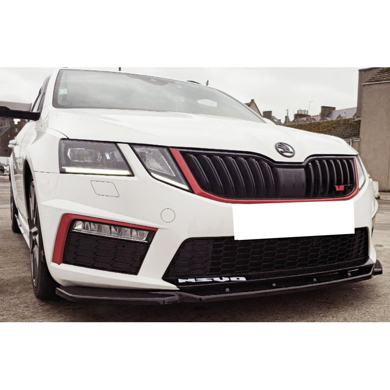OneWay, spoiler avant, noir brillant, compatible avec Skoda Octavia III RS HB/Kombi (2013-2016)